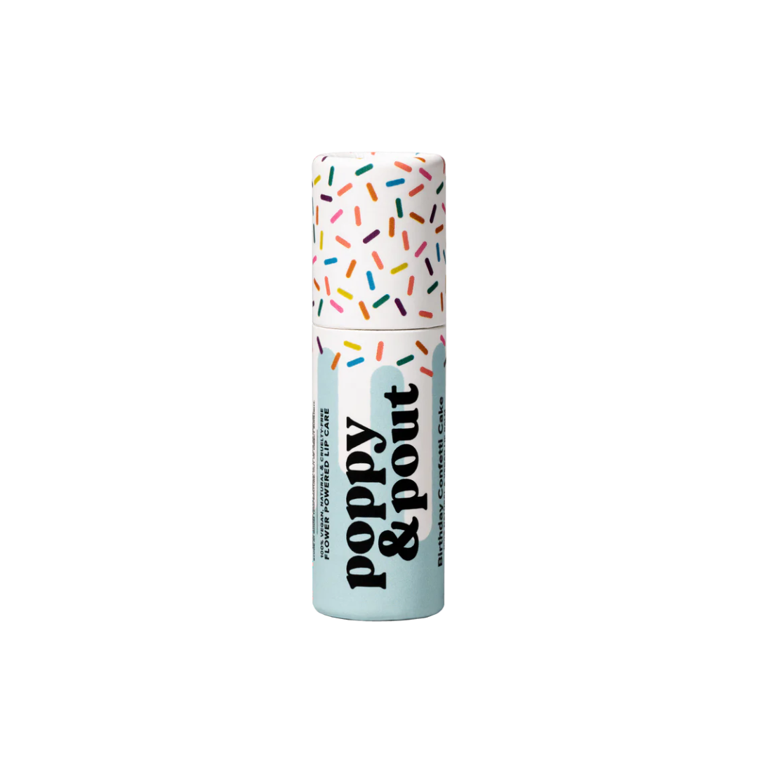 Poppy & Pout Lip Balm-Birthday Confetti Cake, Blue