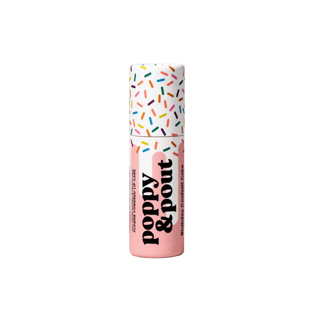 Poppy & Pout Lip Balm Birthday Confetti Cake, Pink