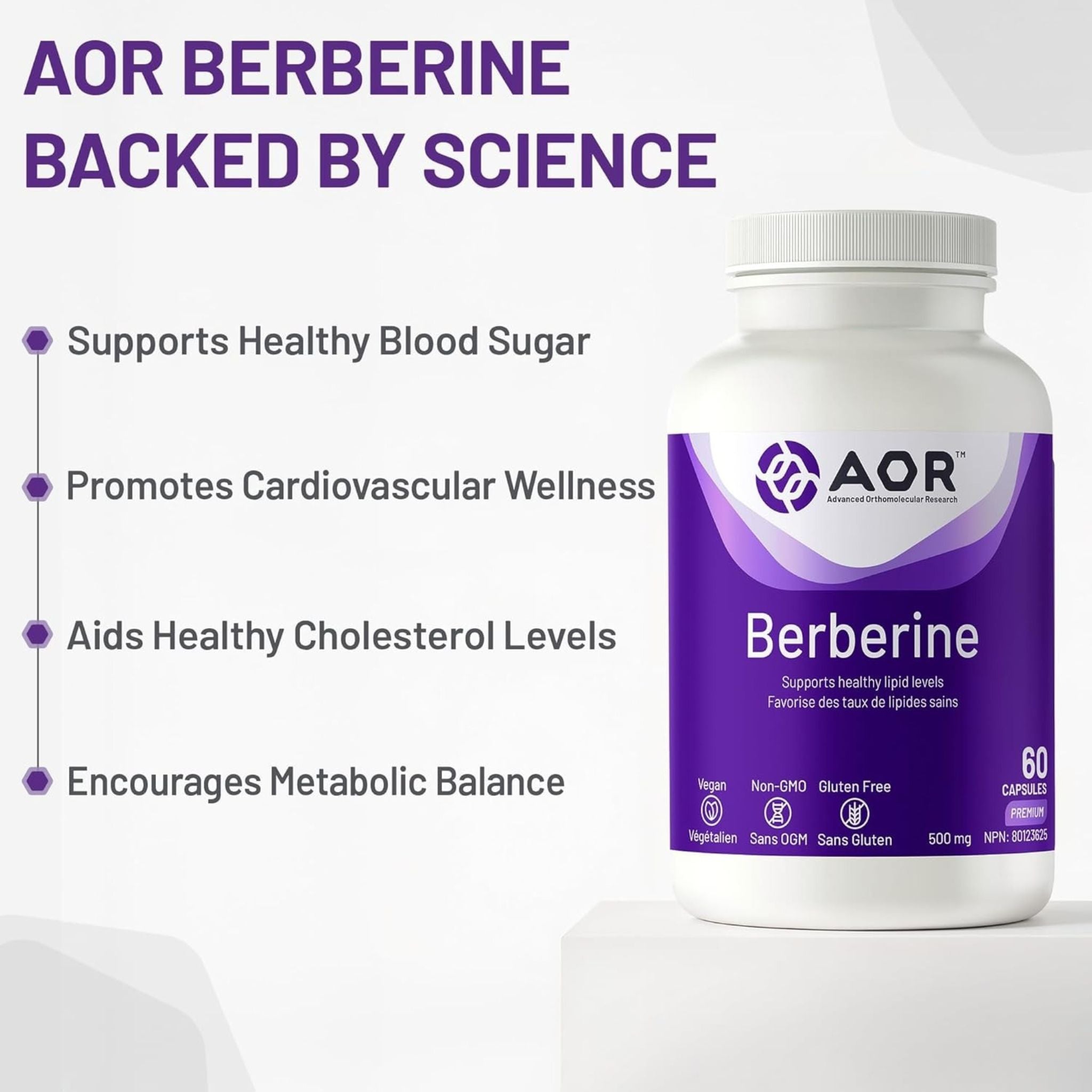 Benefits Image of AOR Berberine 500 mg capsules