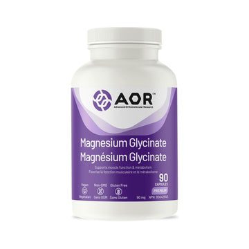 Front label of AOR Magnesium Glycinate 90 Capsules