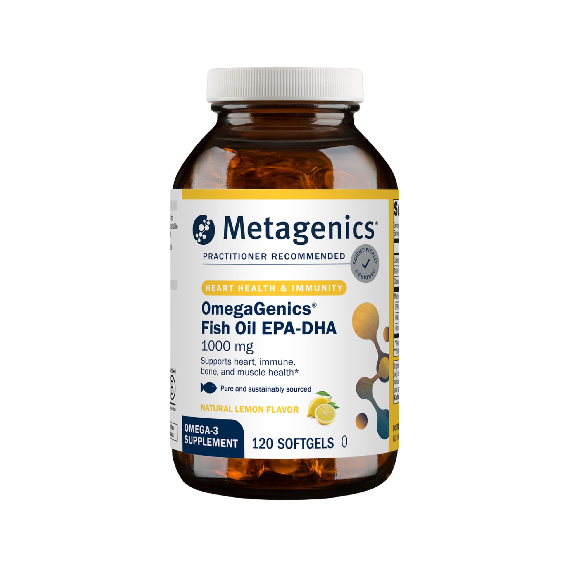 Bottle of Metagenics OmegaGenics Fish Oil EPA-DHA 120 Softgels 1000 mg