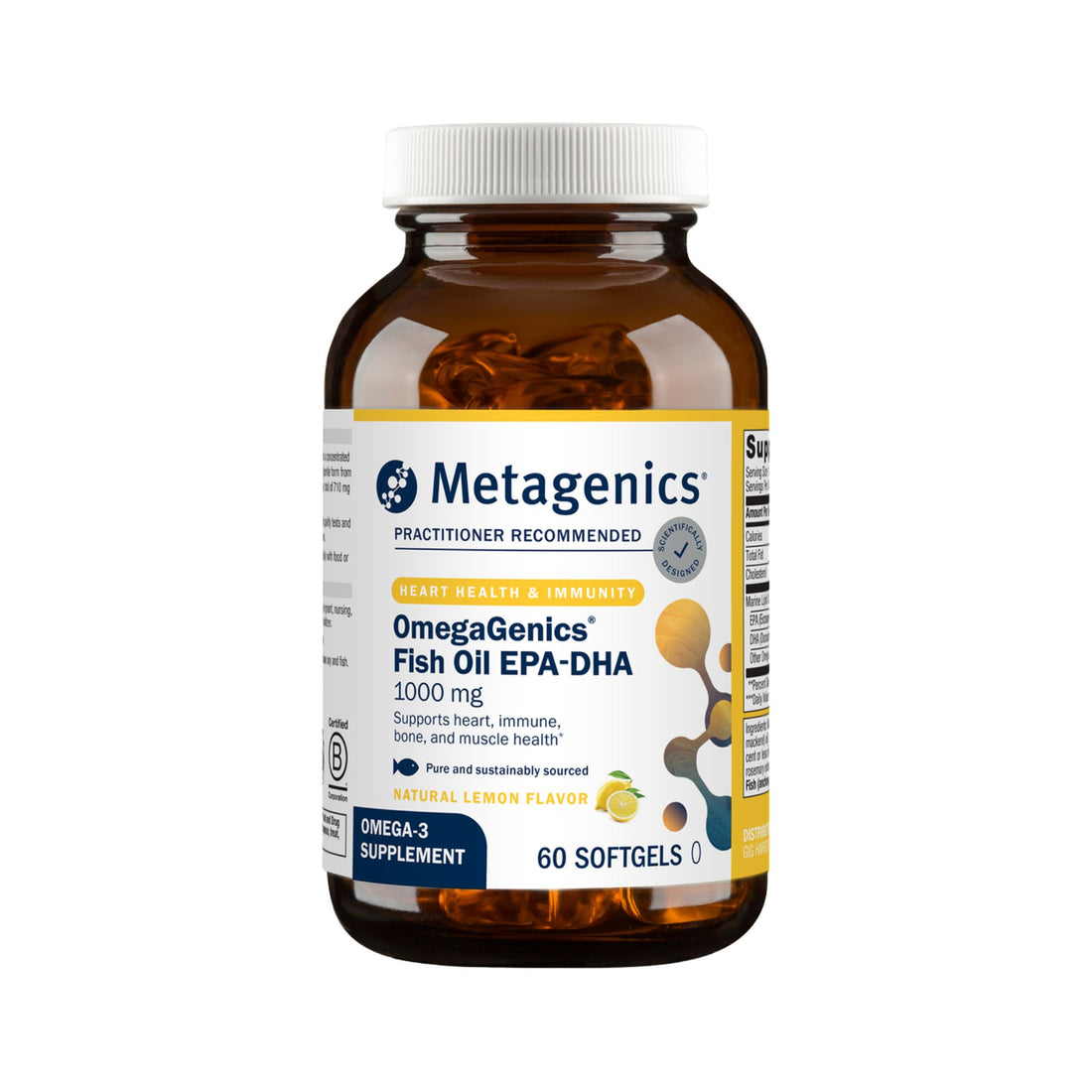 Bottle of Metagenics OmegaGenics Fish Oil EPA-DHA 60 softgels 1000 mg