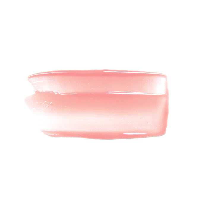 Swatch of 100% Pure Fruit Pigmented Lip Gloss showing glossy neutral pink finish