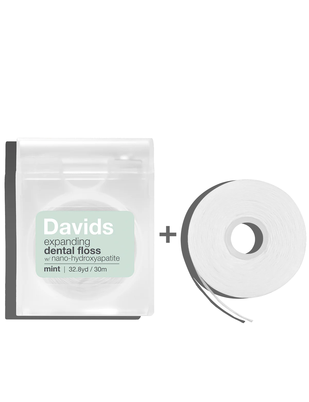 Davids Expanding Dental Floss w/ Refillable Dispenser (mint) 30m