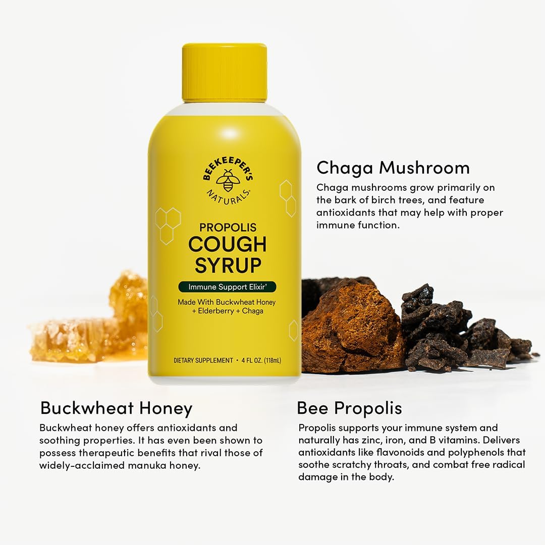 Beekeeper's Naturals: Propolis Cough Syrup For Sore Throat