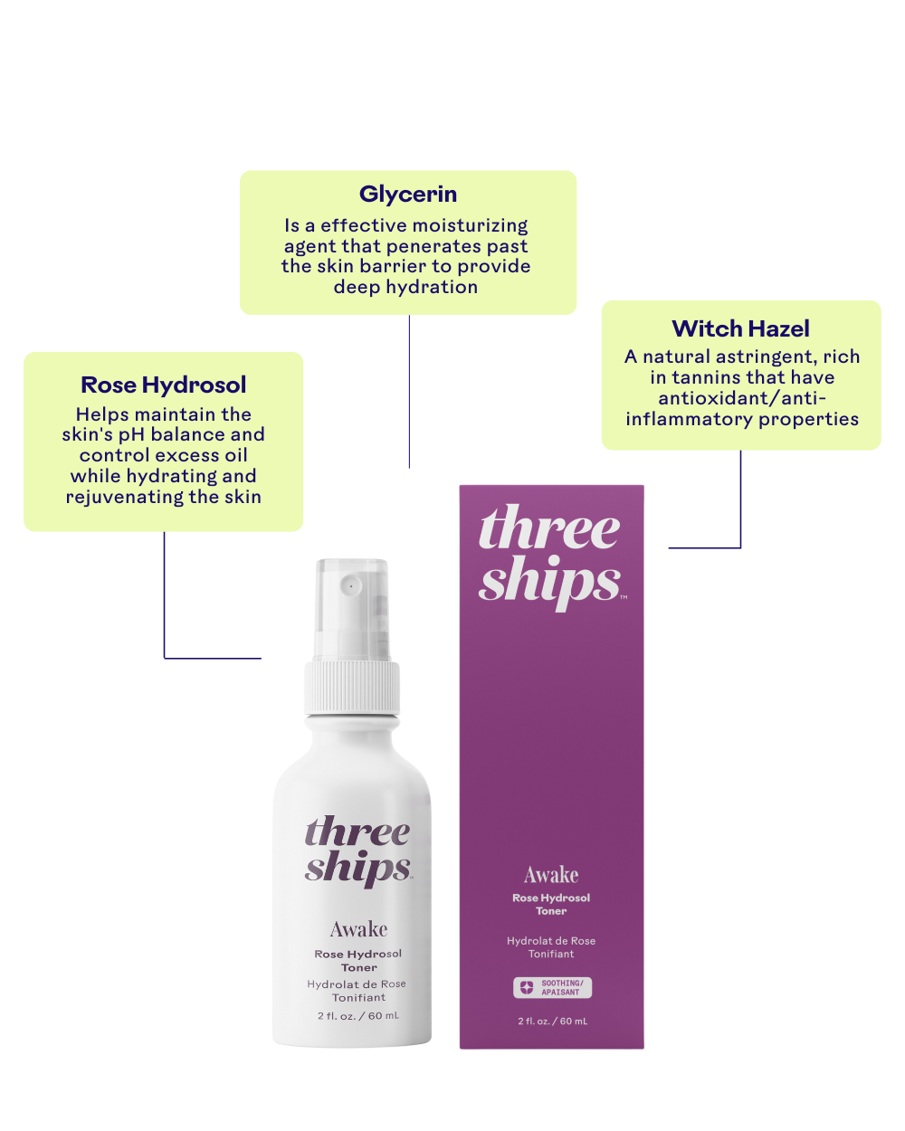 Three Ships Awake Rose Hydrosol Toner