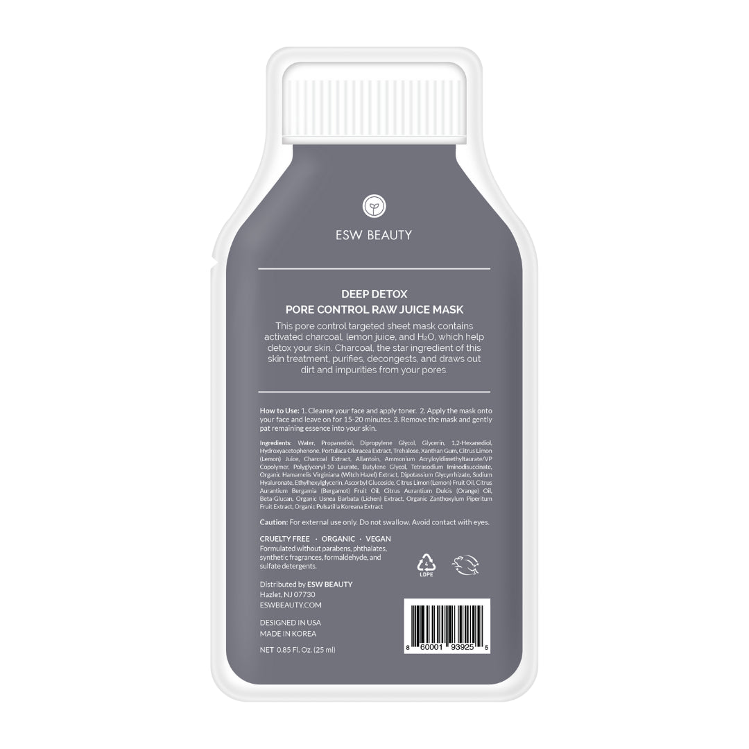 ESW Beauty Activated Charcoal Lemon Juice Deep Detox Sheet Mask
