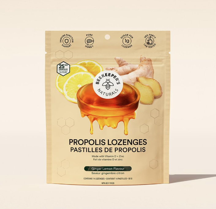 Beekeeper's Naturals Ginger Lemon Propolis Lozenges