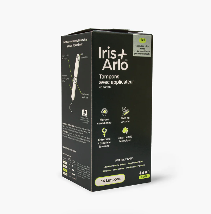 Iris+Arlo 100% Organic Cardboard Applicator Super Tampons (14 tampons)