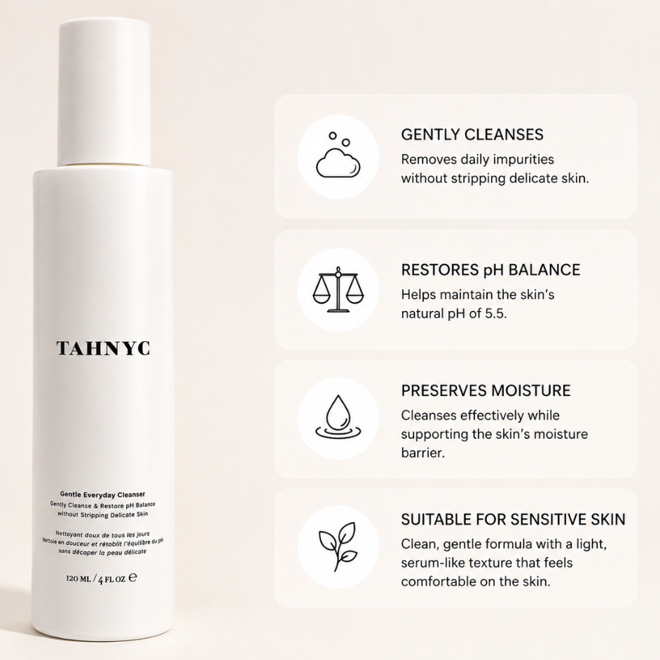 White bottle with 'Tah NYC' branding on a white background