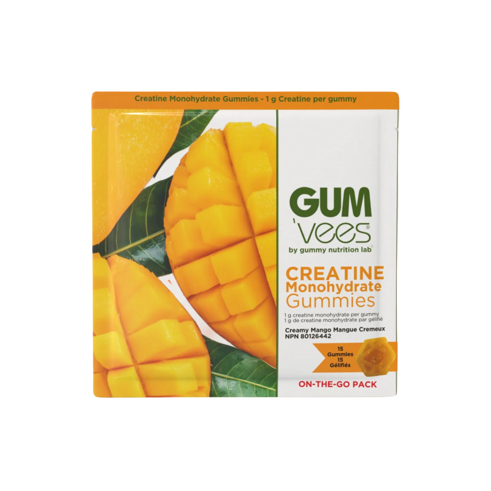 GUM'Vees Creamy Mango Creatine Monohydrate Gummies (Individual Pack)