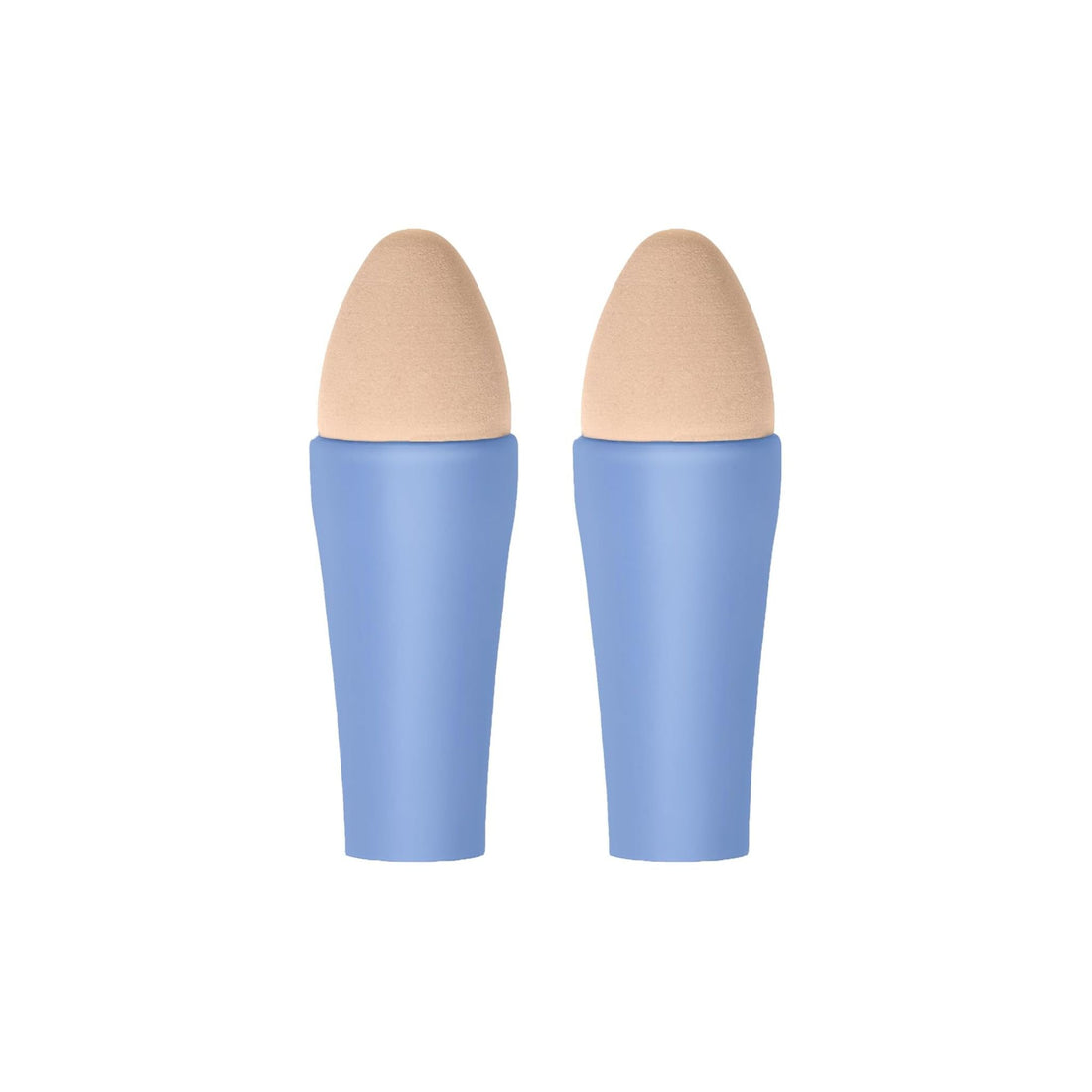 Two makeup sponge applicators with beige nubs and light blue handles, shown side-by-side on a plain white background.