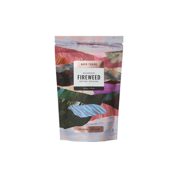 Colorful package of fireweed with a brand label on a white background