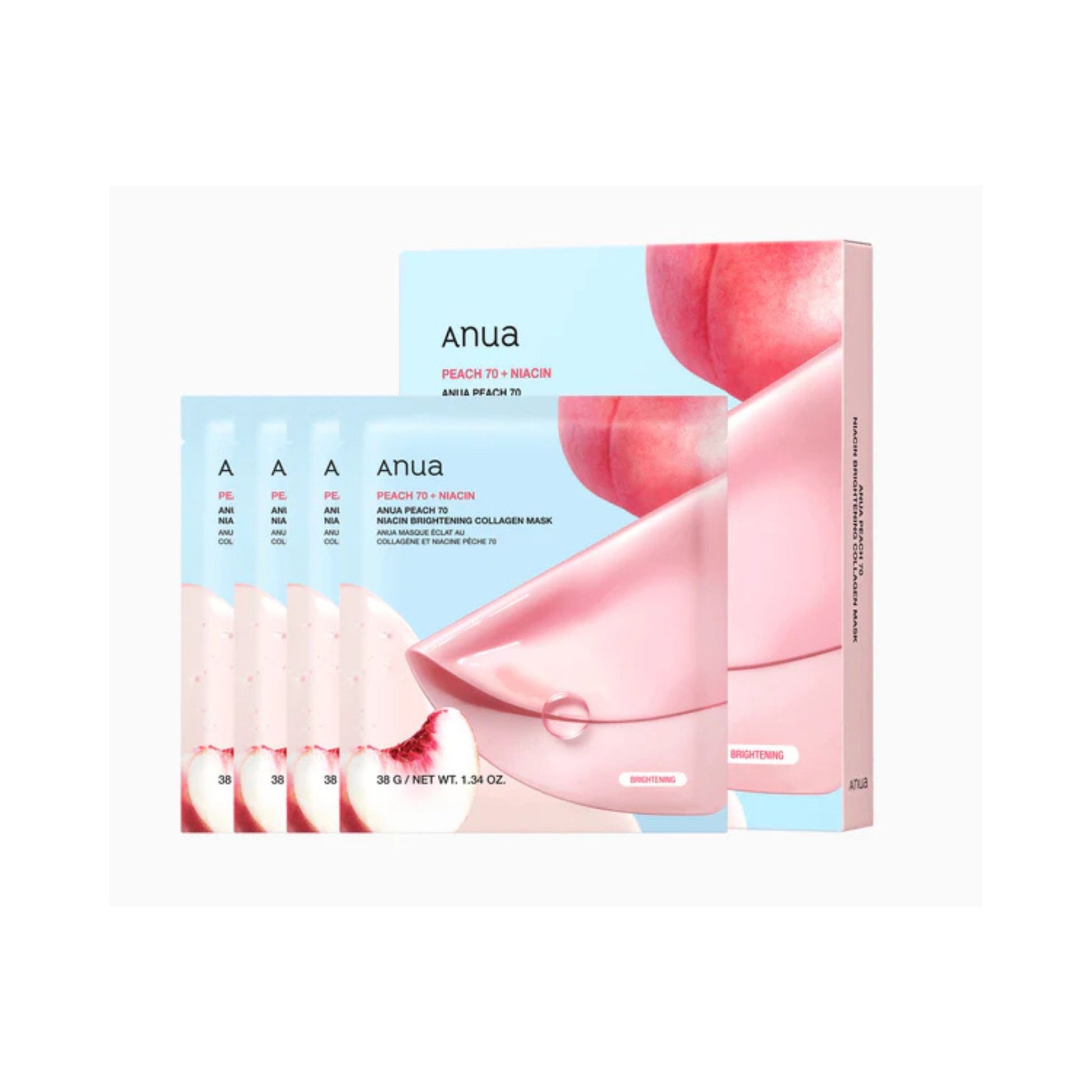 Anua peach tea mask packaging on a white background