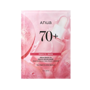 Anua Peach 70+ Niacin Serum Mask packaging on a white background