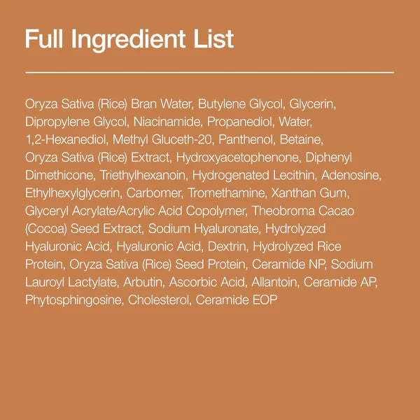 Full ingredient list on a brown background