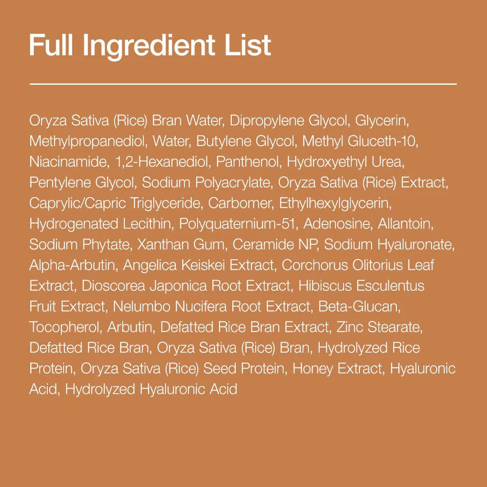 Full ingredient list on a brown background