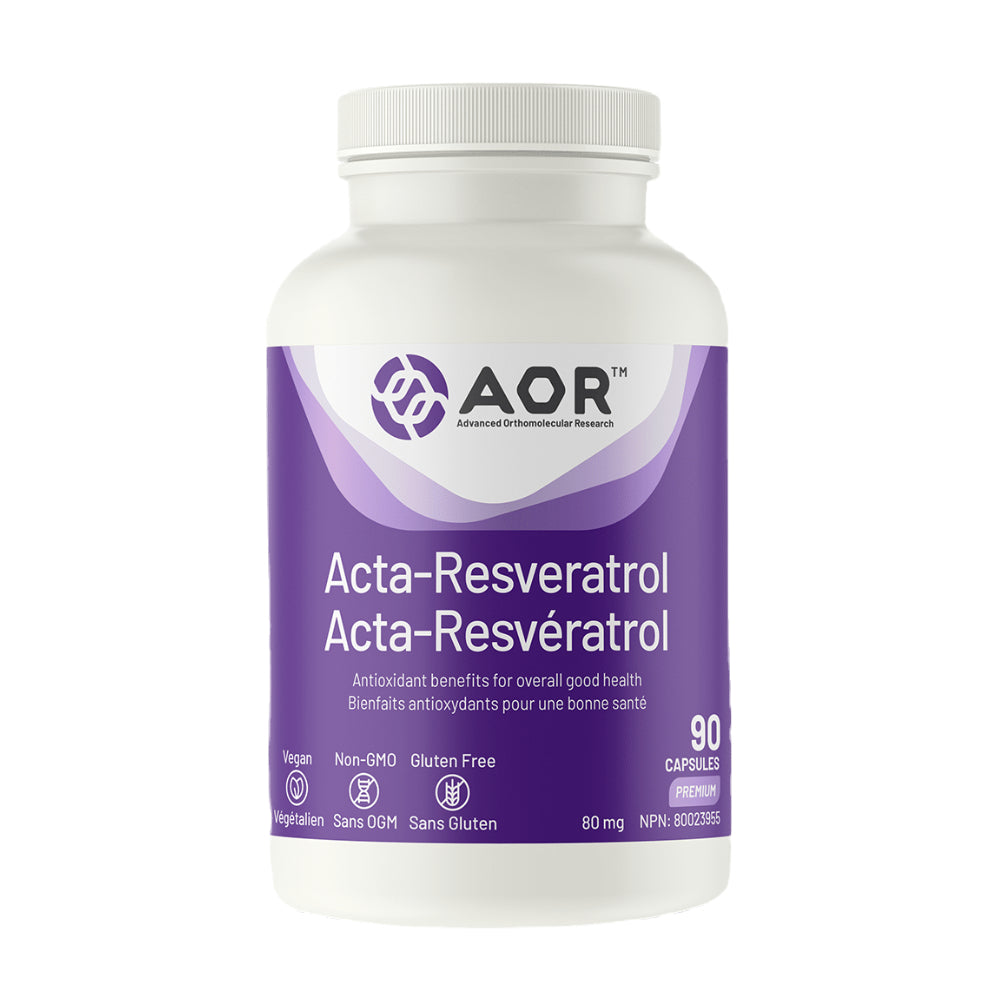 AOR Acta-Resveratrol supplement bottle on a white background