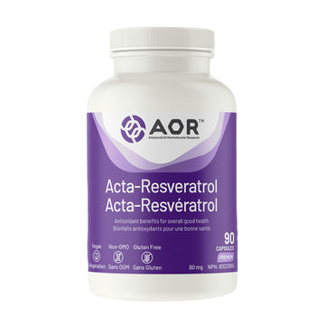 AOR Acta-Resveratrol supplement bottle on a white background
