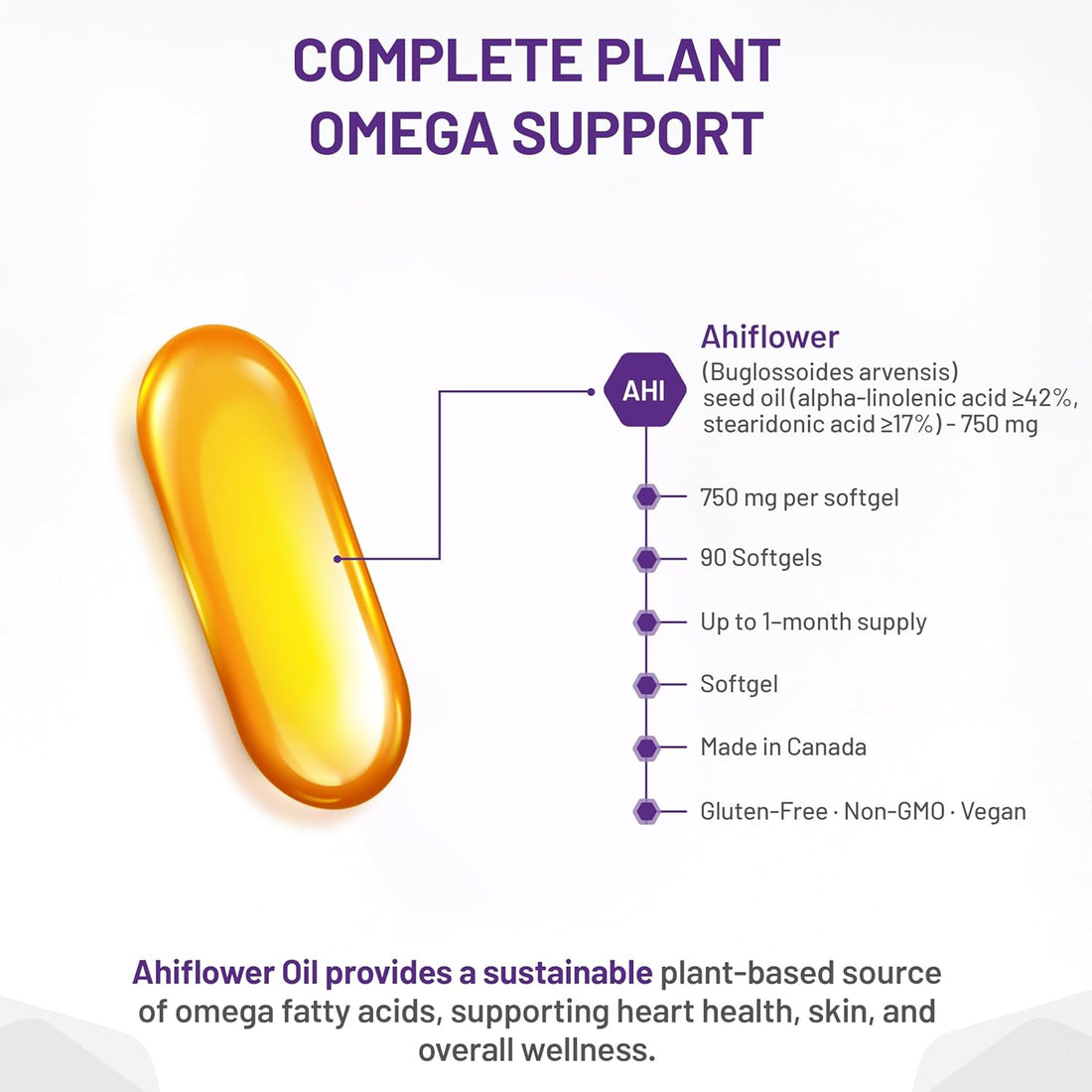 AOR Ahiflower Oil supplement bottle on a white background