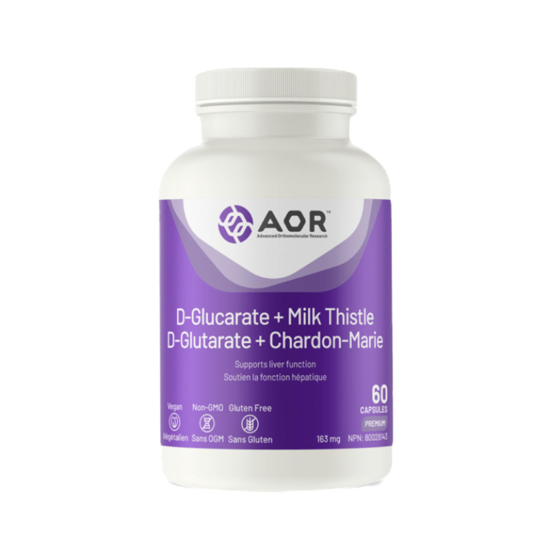 AOR supplement bottle with purple label on a white background