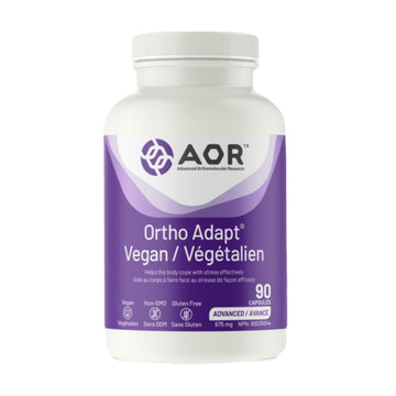 Vitamin supplement bottle labeled 'AOR Ortho Adapt Vegan' on a white background