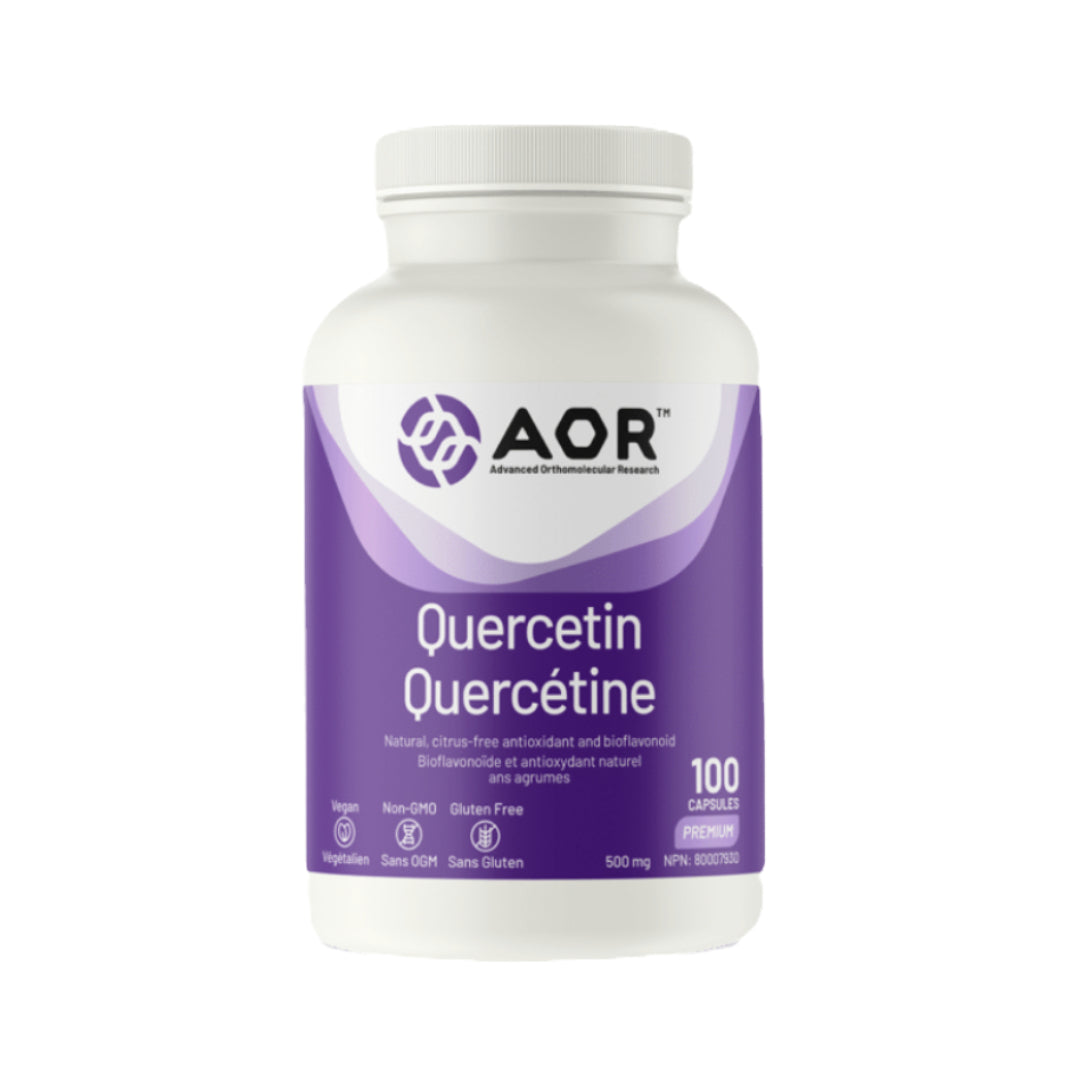 AOR Quercetin supplement bottle on a white background
