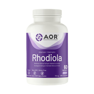 AOR Rhodiola supplement bottle on a white background