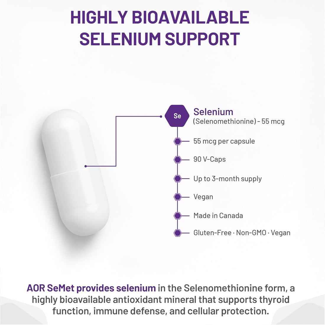 AOR SeMet supplement bottle on a white background