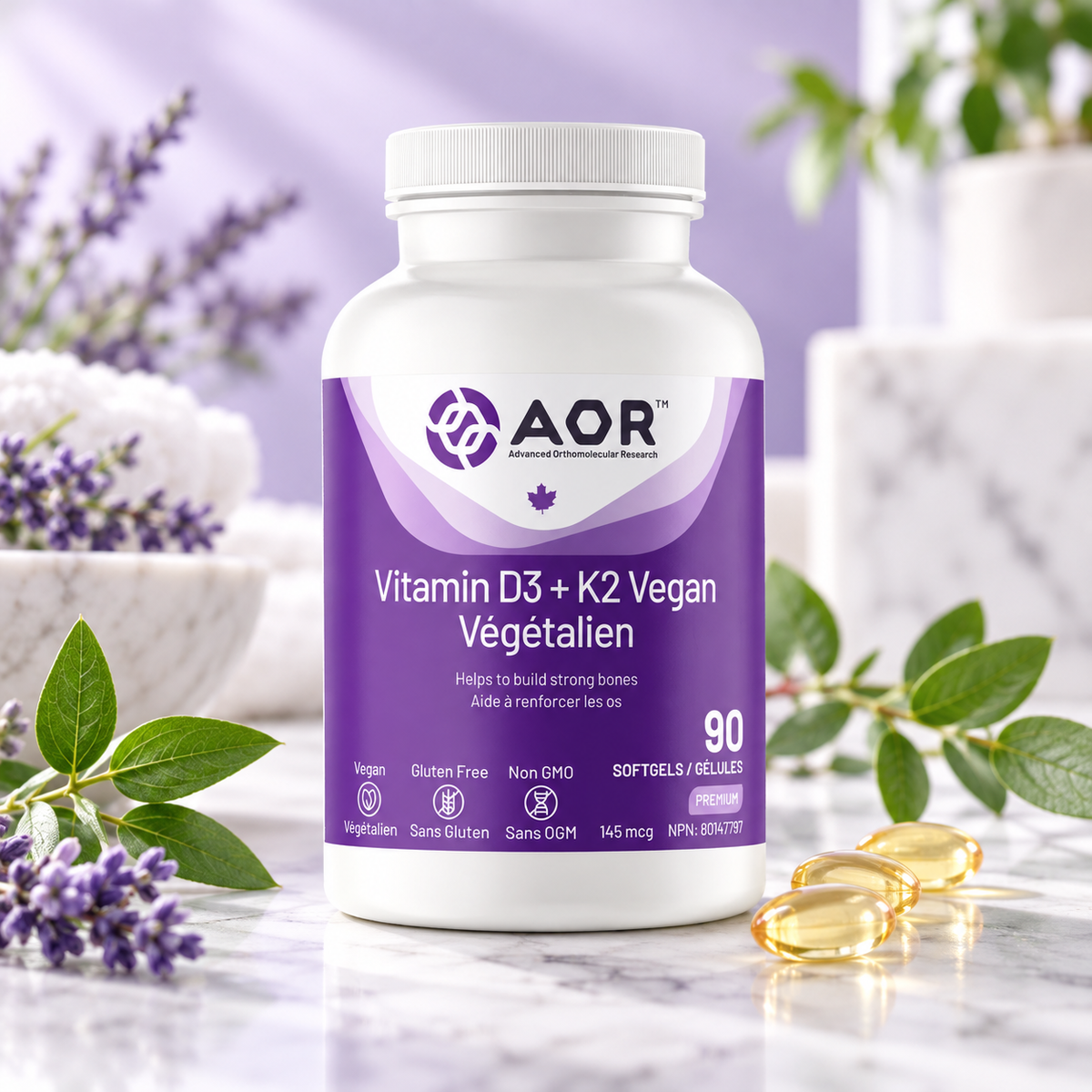 AOR Vitamin D3 + K2 Vegan