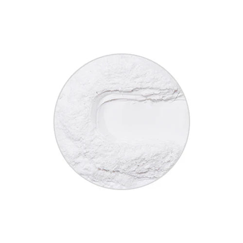 Round white marble tile with subtle gray veining on a white background