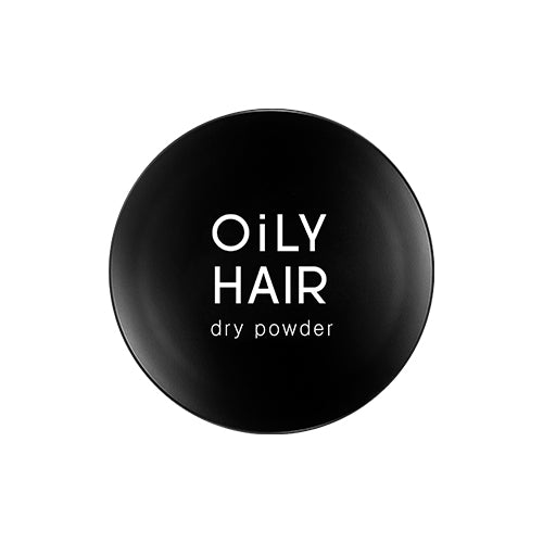 Oily Hair dry powder with black lid on a white background