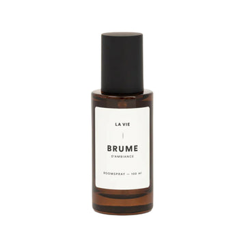 Perfume bottle labeled 'BRUME' with 'La Vie' on a white background
