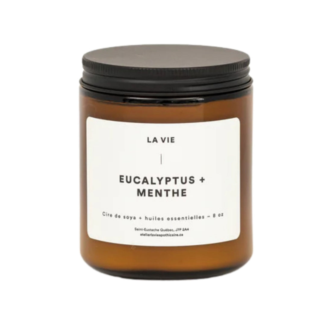 Atelier La Vie Apothicaire Eucalyptus Mint Candle with white background.