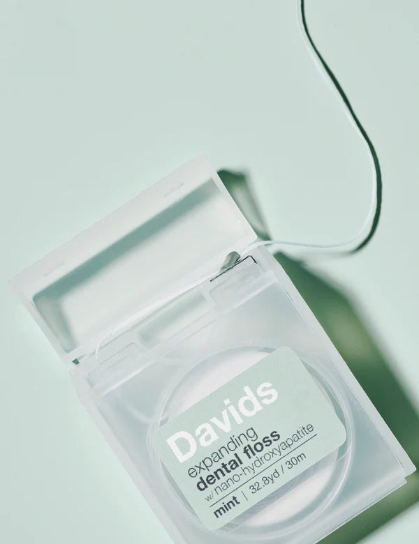 Davids Expanding Dental Floss w/ Refillable Dispenser (mint) 30m