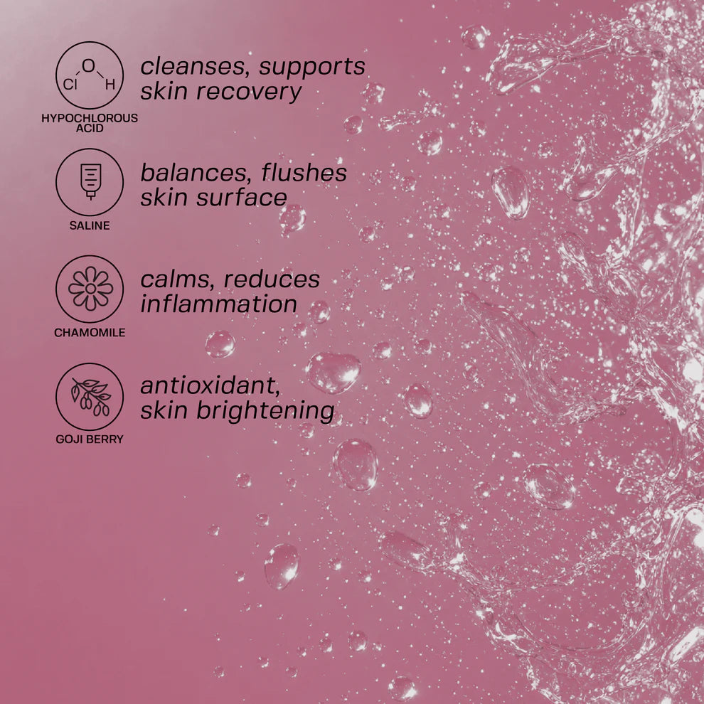 Product label with text on a pink background