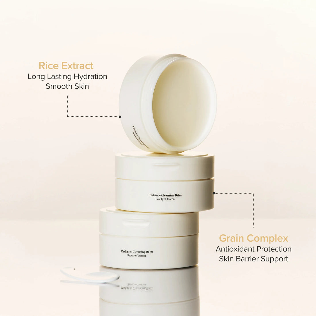 White jar of Radiance Cleansing Balm on a white background