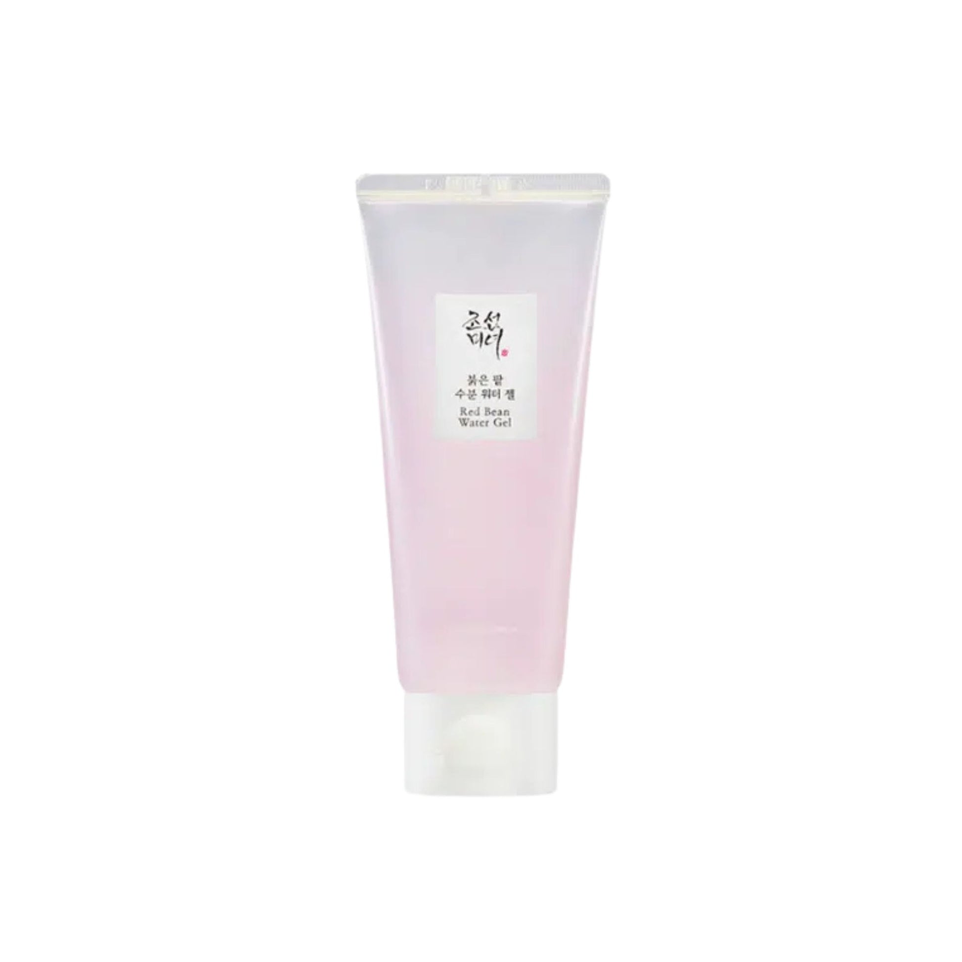 Pink and white tube of skincare product on a white background