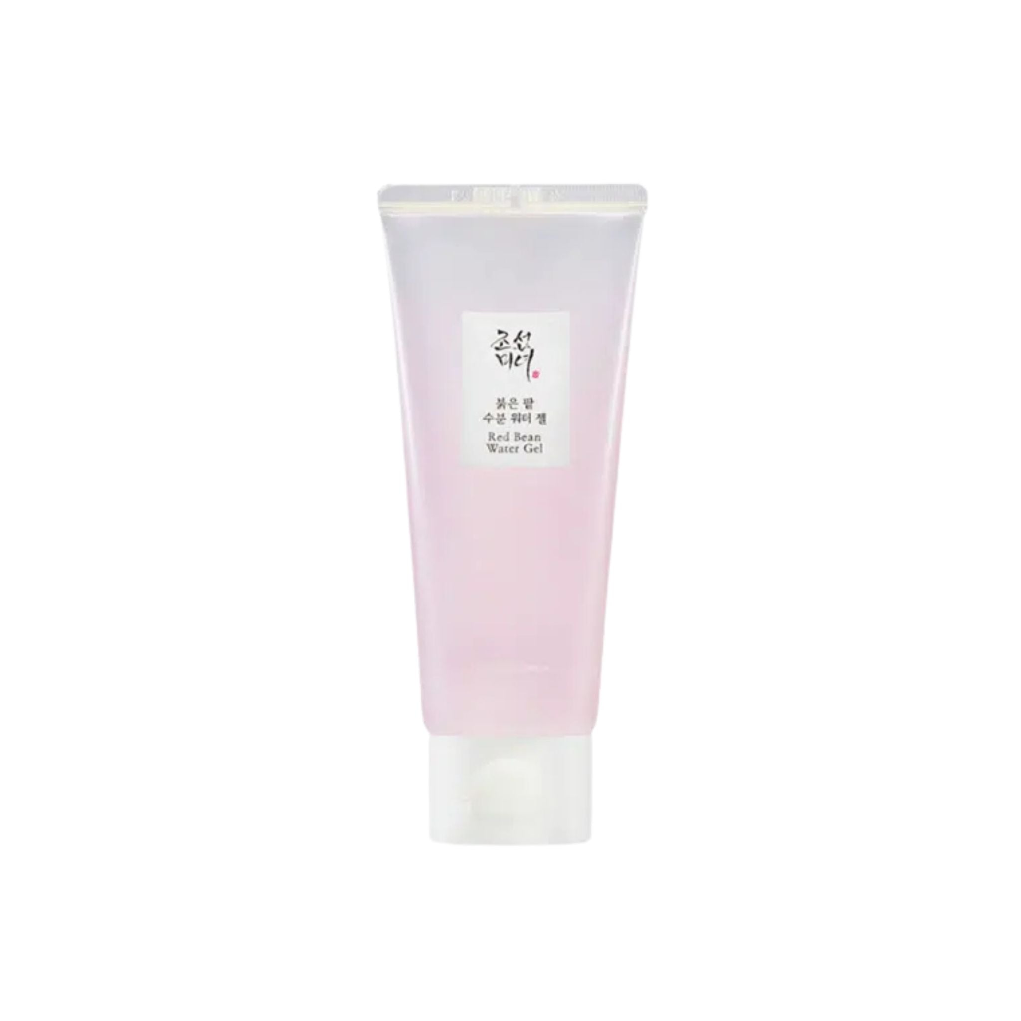 Pink and white tube of skincare product on a white background