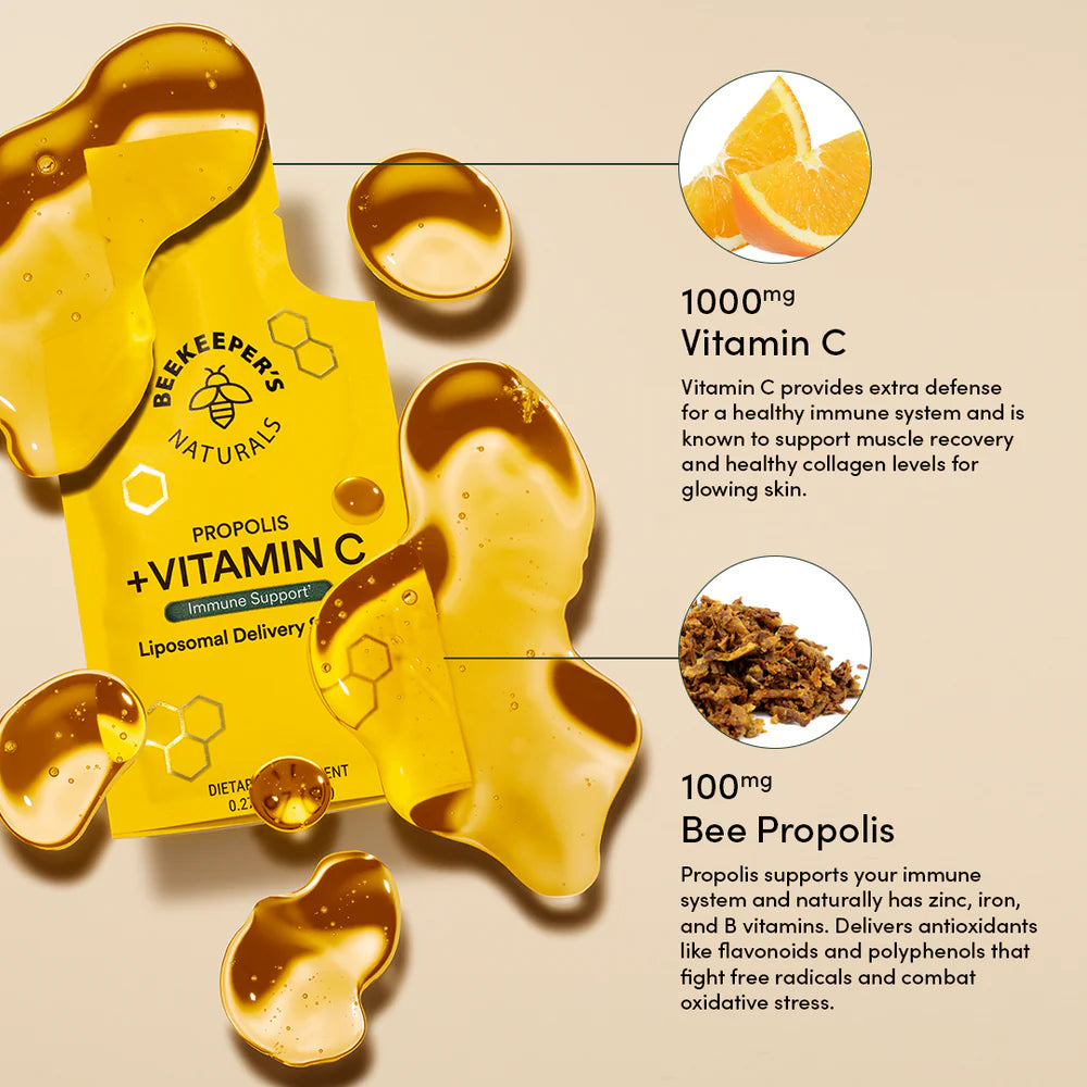 Beekeeper's Naturals: Propolis + Vitamin C Liposomal ingredients 