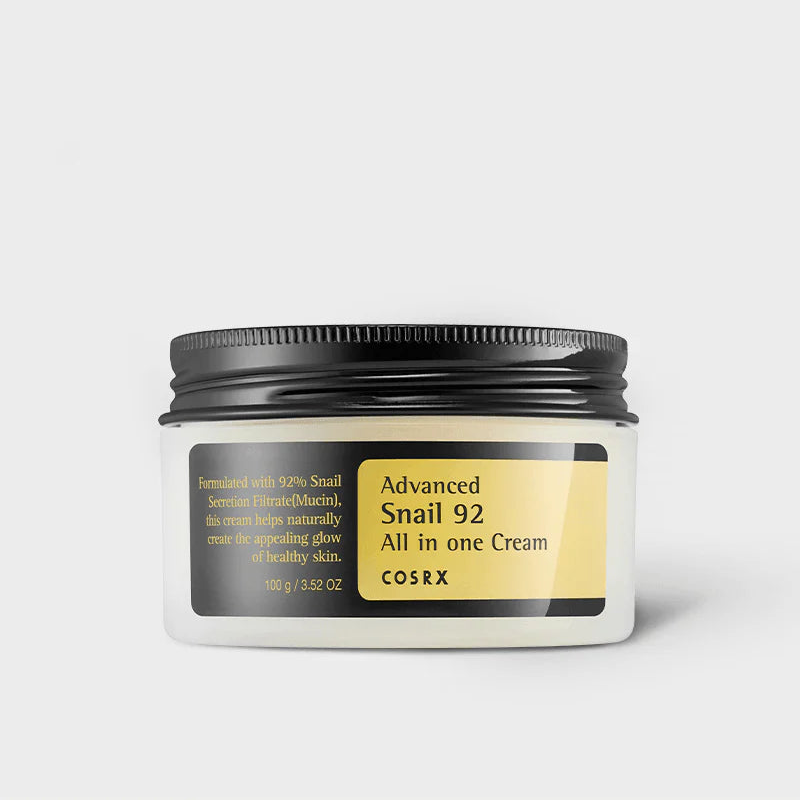 Cosrx Advanced Snail 92 All in One Cream jar on a light gray background