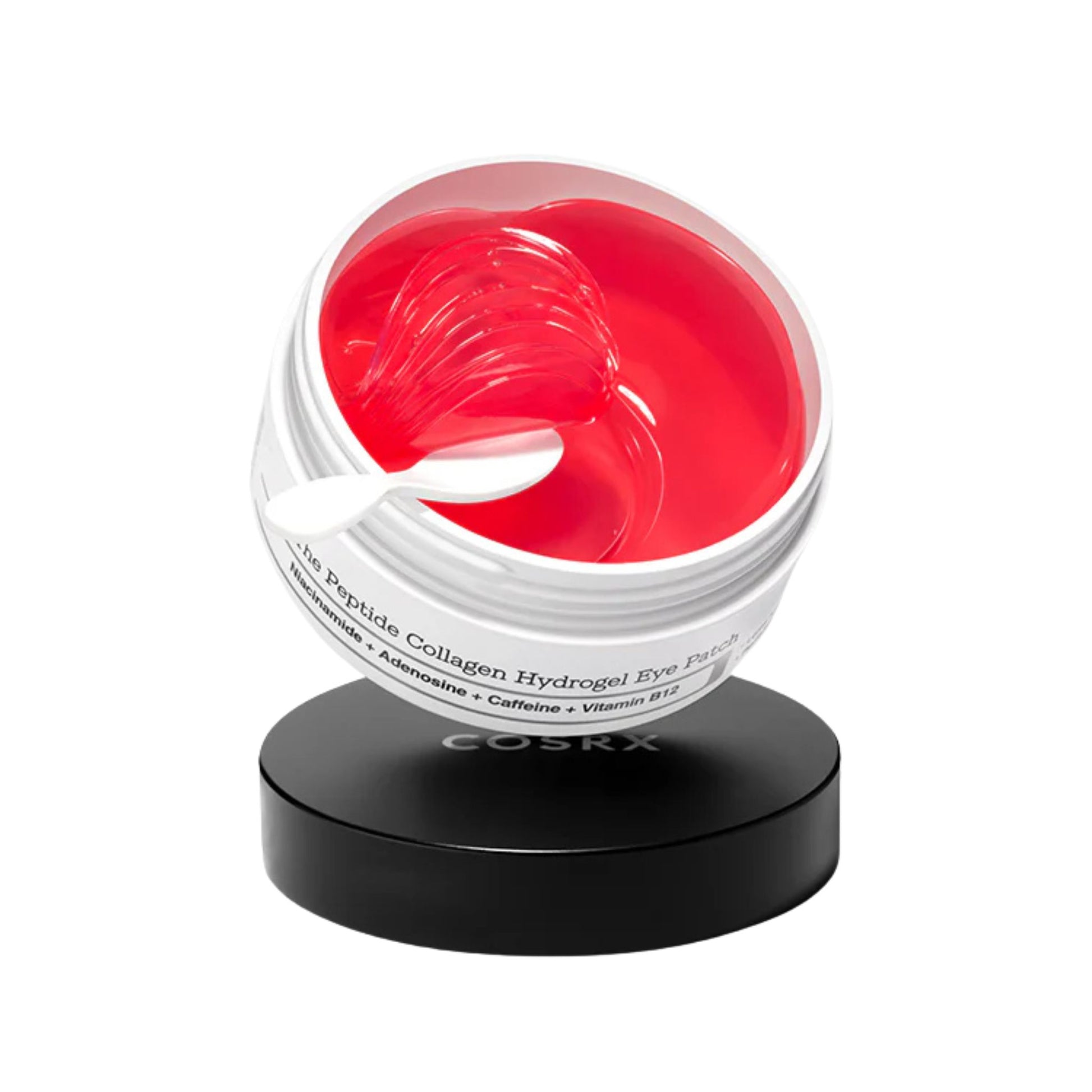 Cosmetic container with red gel on a white background