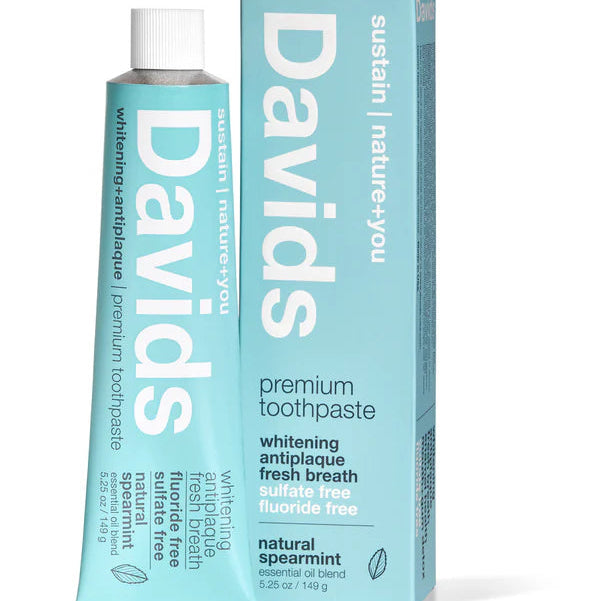 Davids premium toothpaste bottle and box on a white background