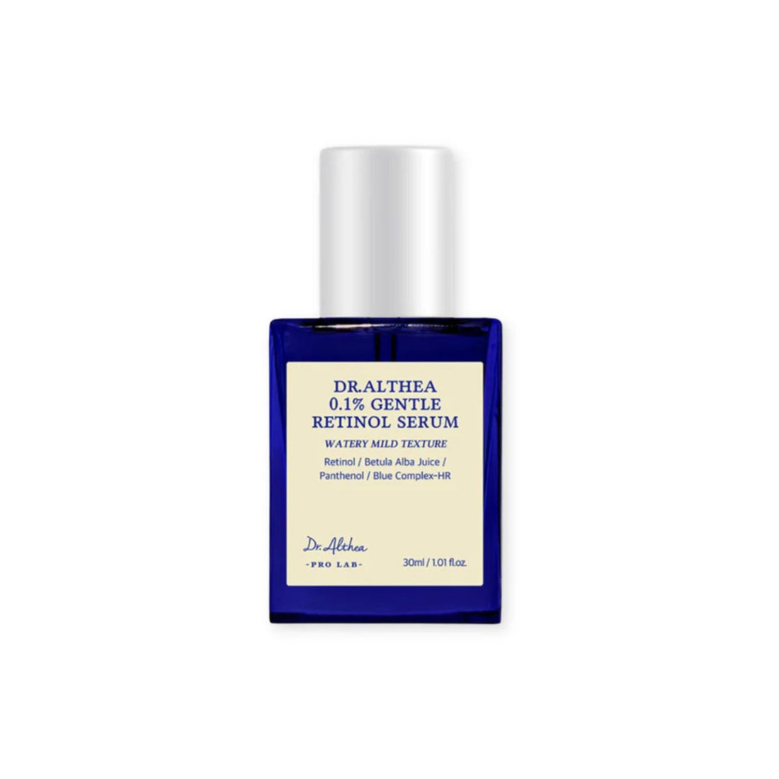 Dr. Althea 0.1% Gentle Retinol Serum bottle on a white background