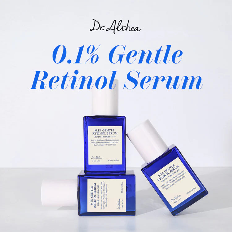 Dr. Althea 0.1% Gentle Retinol Serum bottles on a white background