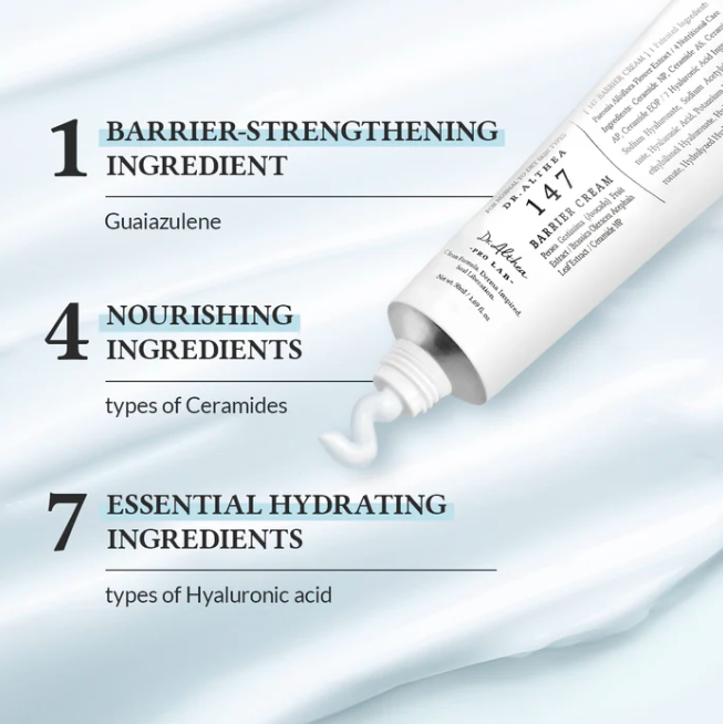 A white squeeze tube of Dr. Alhama Hair Care 147 Ashy Gray Hair Color Cream, shown against a white background with a light blue-gray hair color smear behind it.