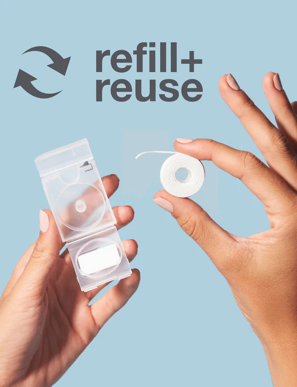 Davids Expanding Dental Floss w/ Refillable Dispenser (mint) 30m