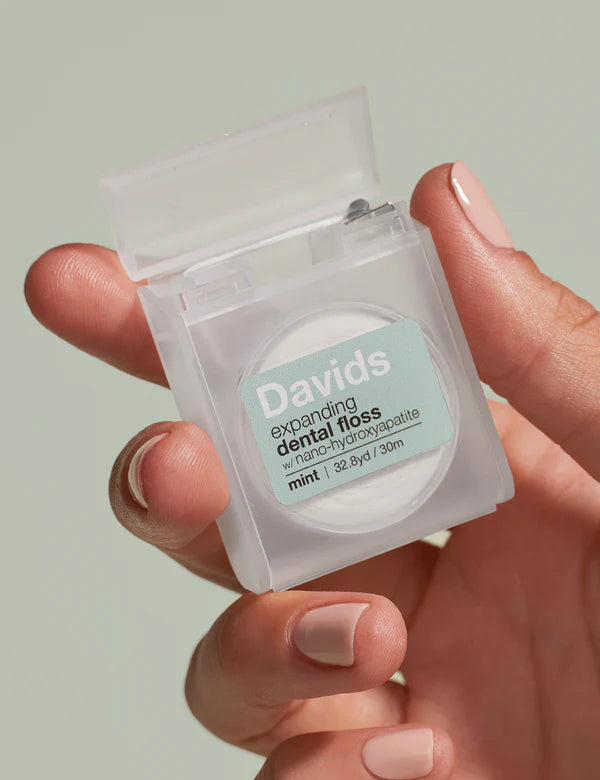 Davids Expanding Dental Floss w/ Refillable Dispenser (mint) 30m