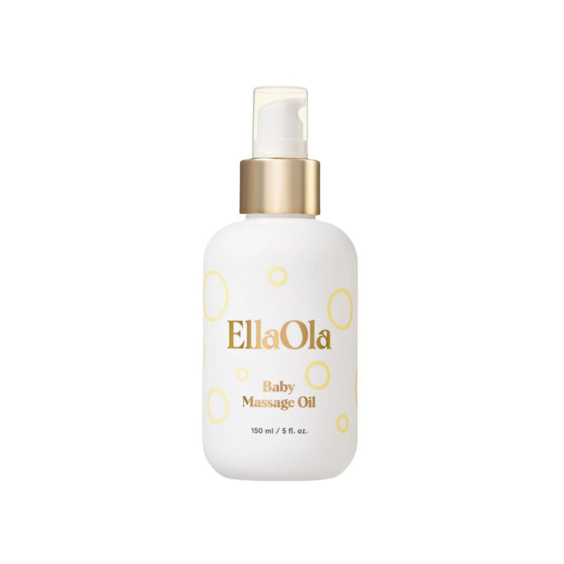 Ella Ola baby massage oil bottle on a white background