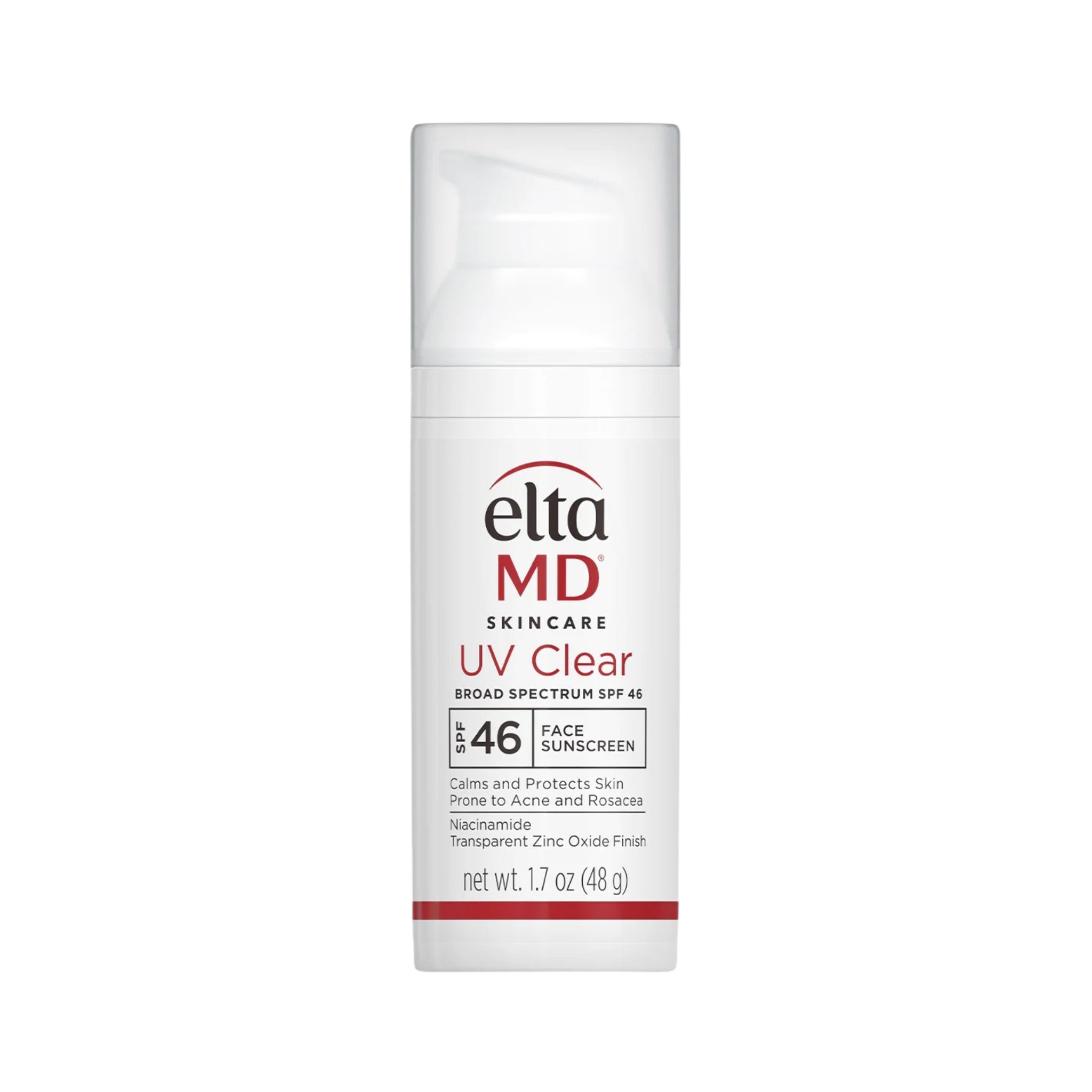 EltaMD UV Clear Broad Spectrum SPF 46 – lightweight facial sunscreen with niacinamide and zinc oxide that calms, protects, and prevents acne or rosacea flare-ups.
